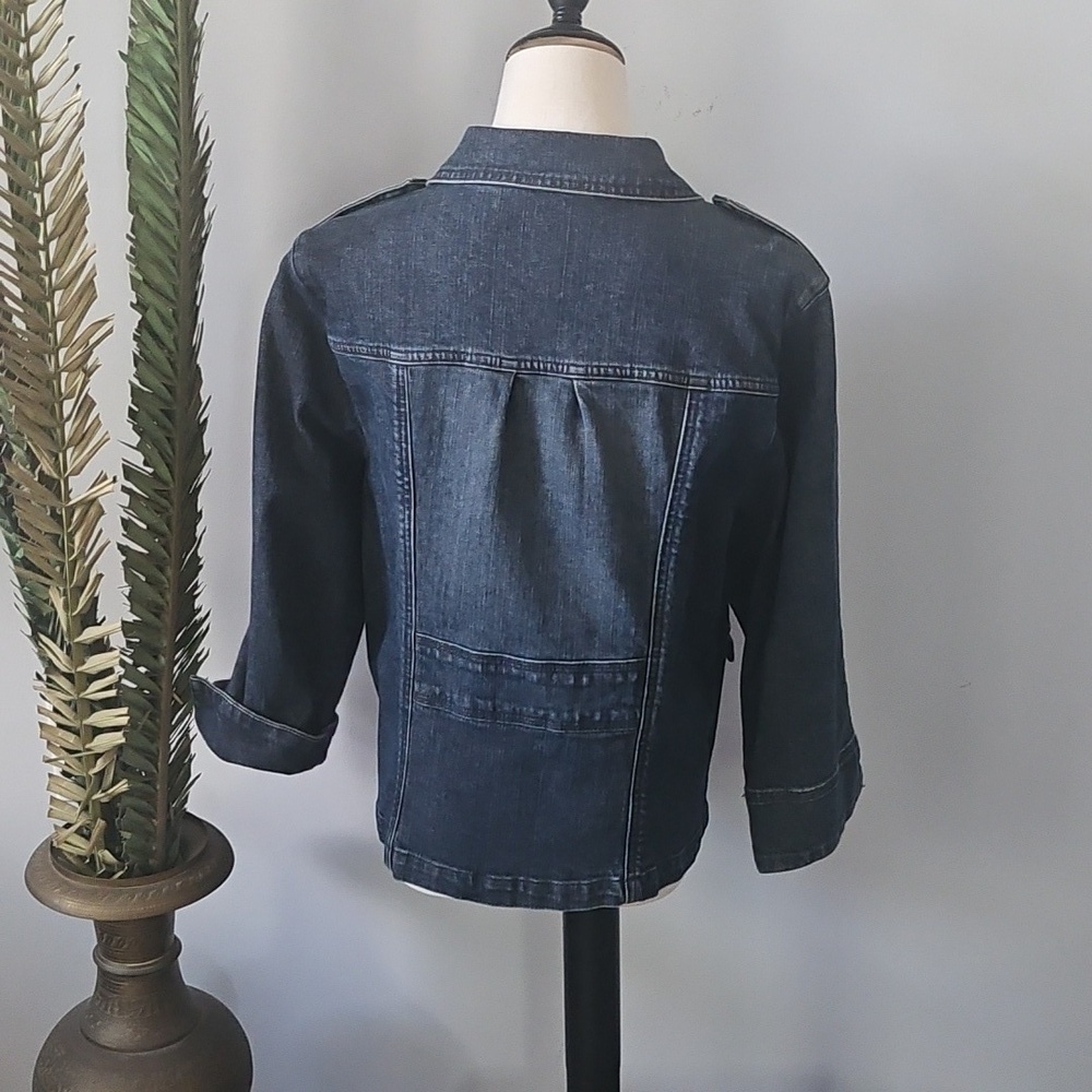 MOTTO Blue Denim Jacket with Shoulder and Yoke Detail - Picture 2 of 16